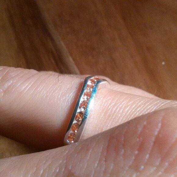 Simulated Champagne Color Diamond Sterling Silver Wishbone Ring (Size 7) - Picture 10 of 16